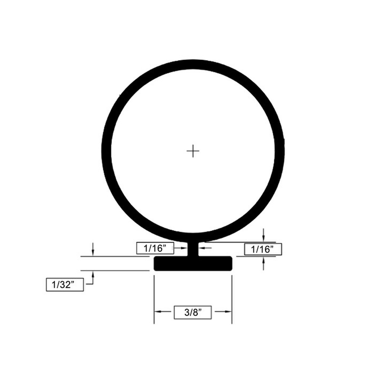 Dimensions, Door seal for Roll-Rite & Epic Roll Doors, with, 3/8" T and 1" Bulb